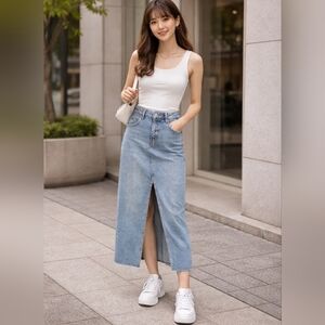 H&M Light Blue Straight Leg Jeans Skirt